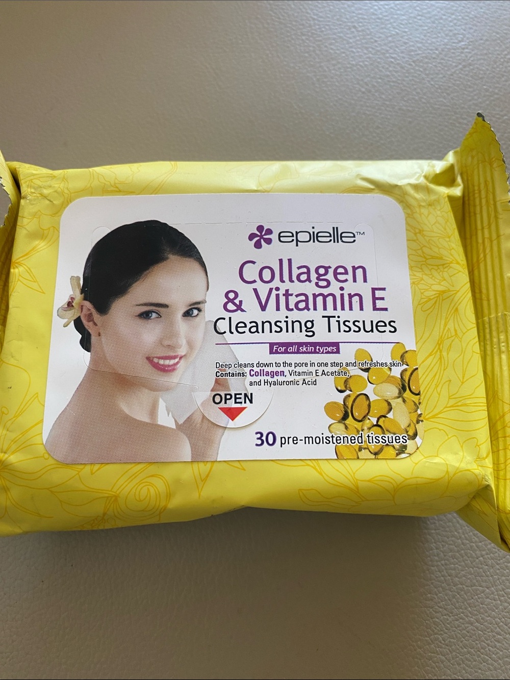 Epielle Collagen & Vitamin E Cleansing Tissues — Yellow Pack